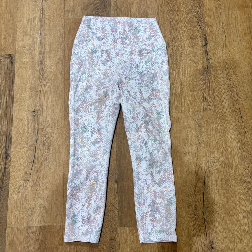 RBX Active Women's Small‎ Watercolor Pattern Leggings White Pastel 20" Inseam